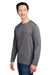 Harriton M118L Mens Charge Moisture Wicking Long Sleeve Crewneck T-Shirt w/ Pocket Dark Charcoal Grey Model 3q