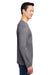 Harriton M118L Mens Charge Moisture Wicking Long Sleeve Crewneck T-Shirt w/ Pocket Dark Charcoal Grey Model Side