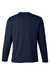 Harriton M118L Mens Charge Moisture Wicking Long Sleeve Crewneck T-Shirt w/ Pocket Dark Navy Blue Flat Back