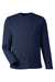 Harriton M118L Mens Charge Moisture Wicking Long Sleeve Crewneck T-Shirt w/ Pocket Dark Navy Blue Flat Front