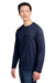 Harriton M118L Mens Charge Moisture Wicking Long Sleeve Crewneck T-Shirt w/ Pocket Dark Navy Blue Model 3q