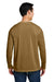 Harriton M118L Mens Charge Moisture Wicking Long Sleeve Crewneck T-Shirt w/ Pocket Coyote Brown Model Back