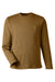Harriton M118L Mens Charge Moisture Wicking Long Sleeve Crewneck T-Shirt w/ Pocket Coyote Brown Flat Front