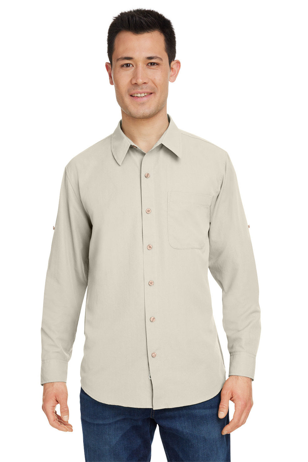 Marmot M14089 Mens Aerobora Long Sleeve Button Down Shirt w/ Pocket Sandbar Model Front