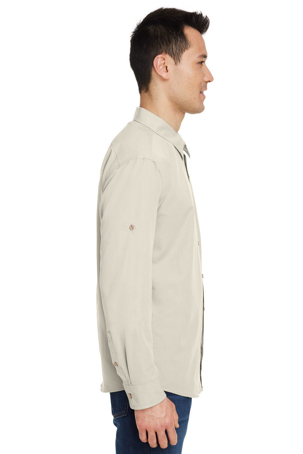 Marmot M14089 Mens Aerobora Long Sleeve Button Down Shirt w/ Pocket Sandbar Model Side