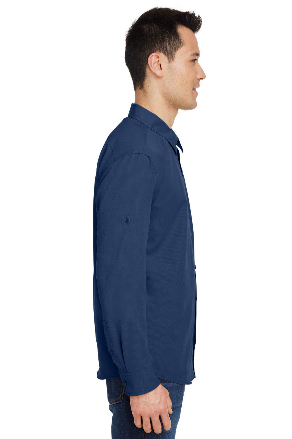 Marmot M14089 Mens Aerobora Long Sleeve Button Down Shirt w/ Pocket Arctic Navy Blue Model Side
