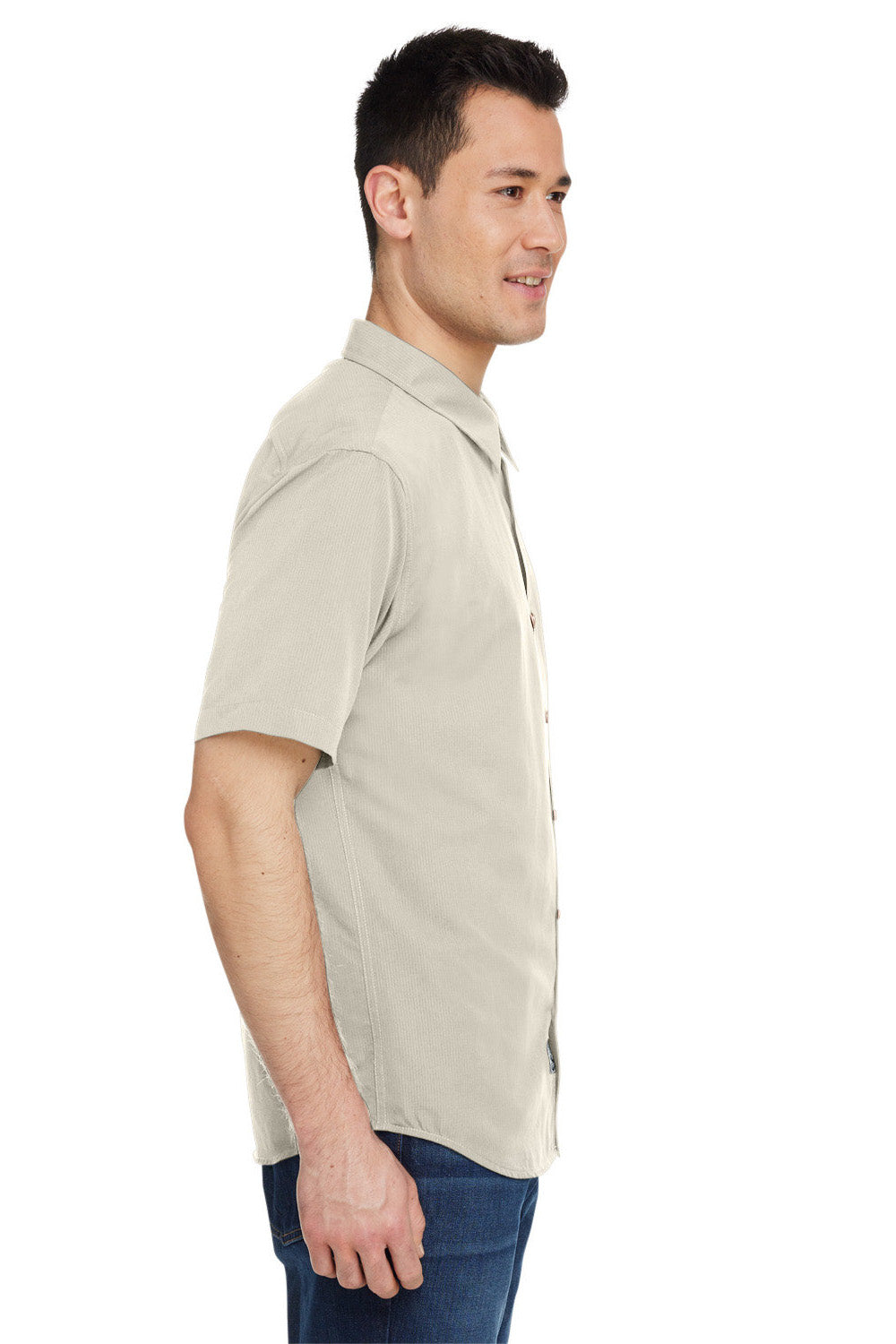 Marmot M14116 Mens Aerobora Short Sleeve Button Down Shirt w/ Pocket Sandbar Model Side