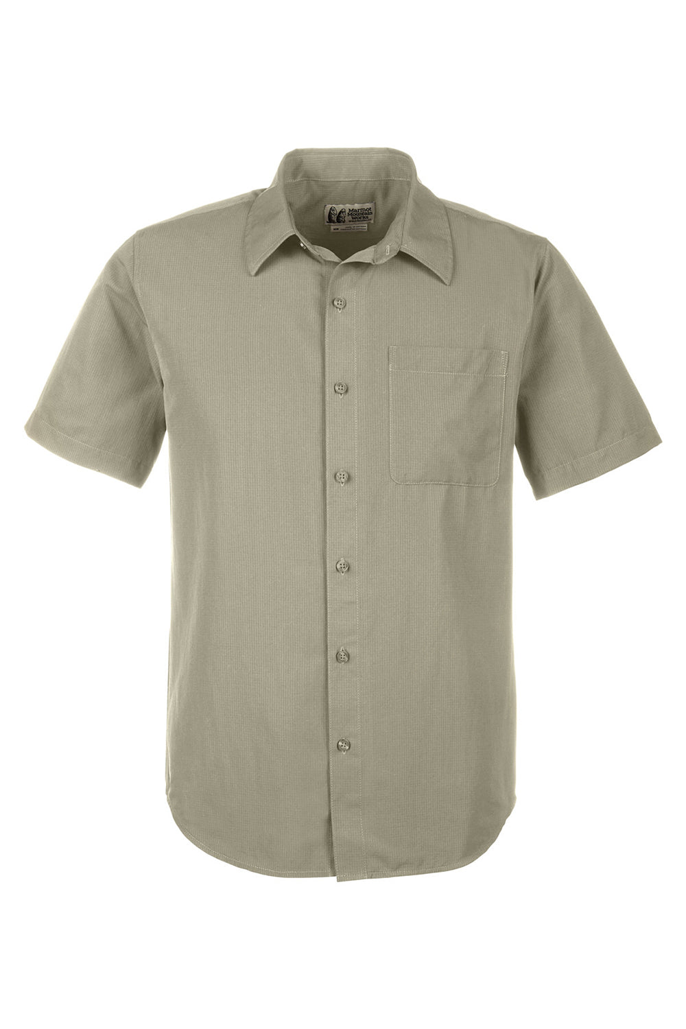 Marmot M14116 Mens Aerobora Short Sleeve Button Down Shirt w/ Pocket Vetiver Flat Front