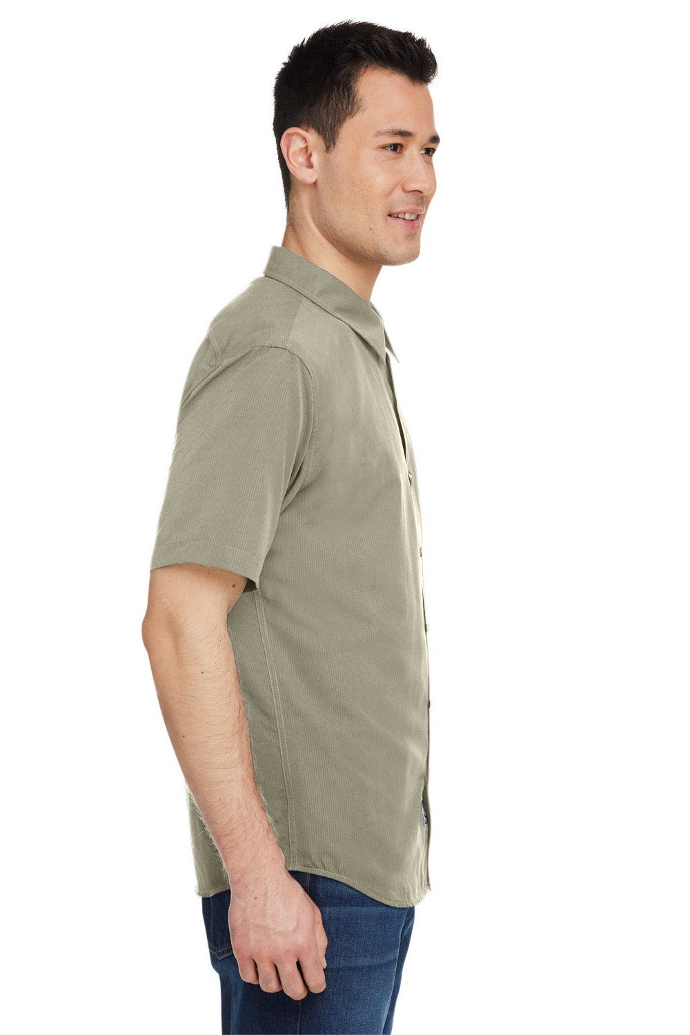 Marmot M14116 Mens Aerobora Short Sleeve Button Down Shirt w/ Pocket Vetiver Model Side