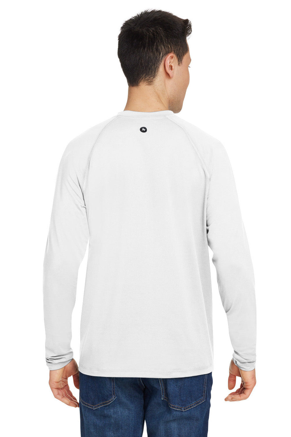 Marmot M14153 Mens Windridge Moisture Wicking Long Sleeve Crewneck T-Shirt White Model Back