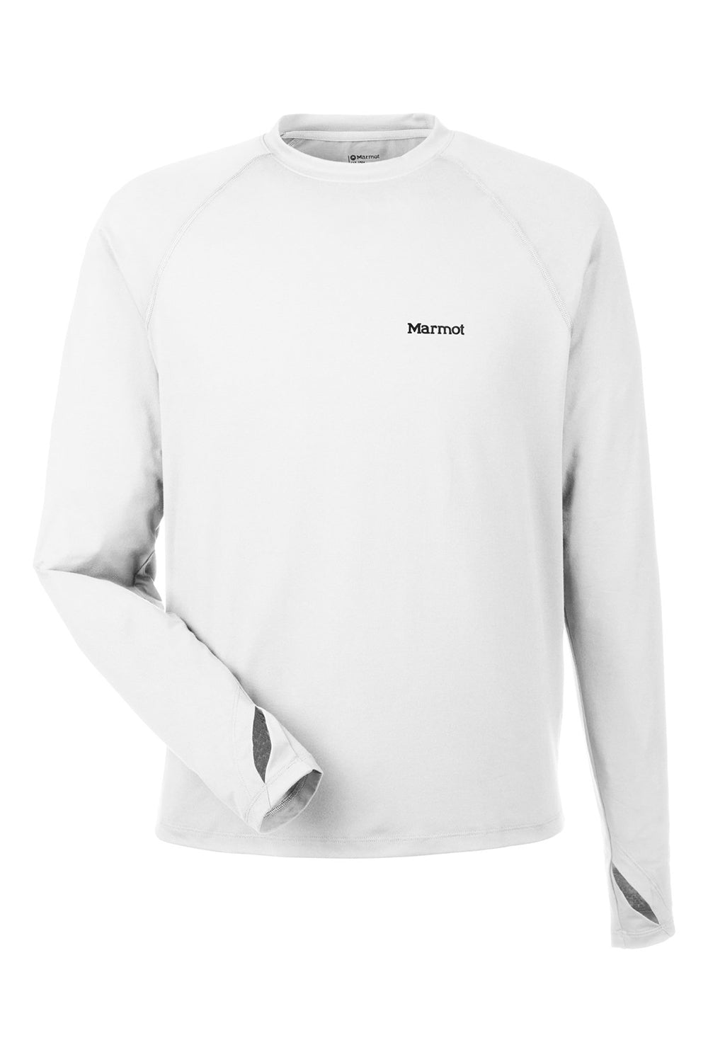 Marmot M14153 Mens Windridge Moisture Wicking Long Sleeve Crewneck T-Shirt White Flat Front
