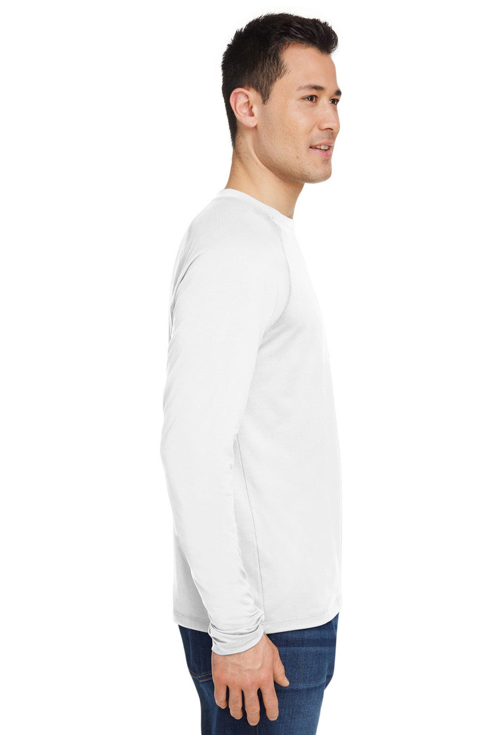 Marmot M14153 Mens Windridge Moisture Wicking Long Sleeve Crewneck T-Shirt White Model Side