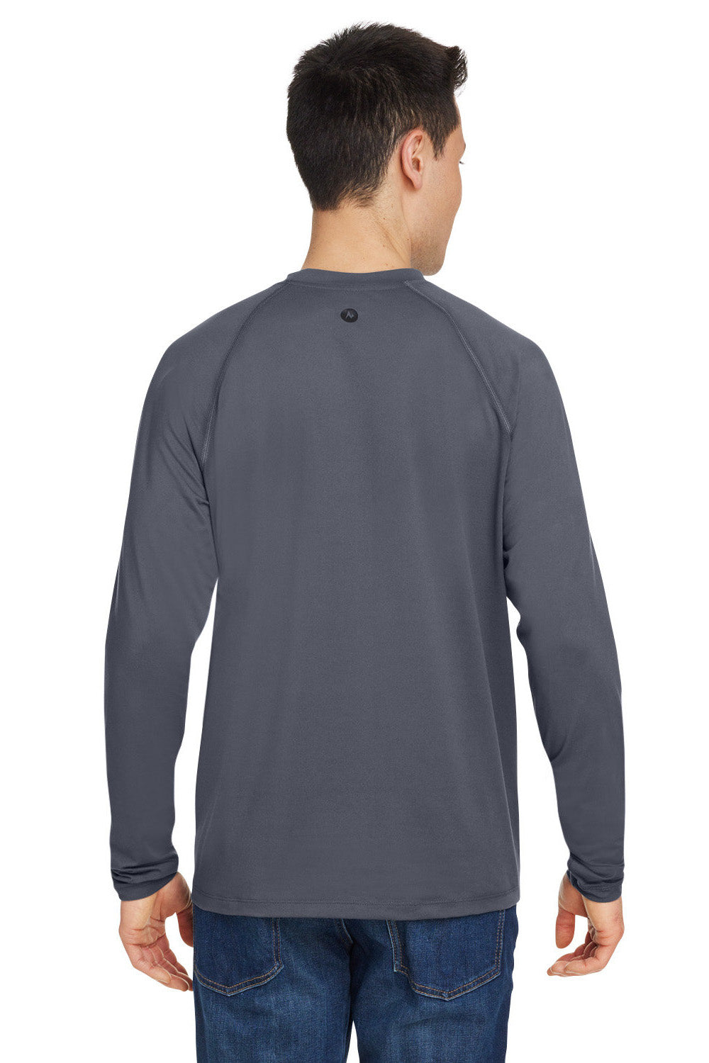 Marmot M14153 Mens Windridge Moisture Wicking Long Sleeve Crewneck T-Shirt Steel Onyx Grey Model Back
