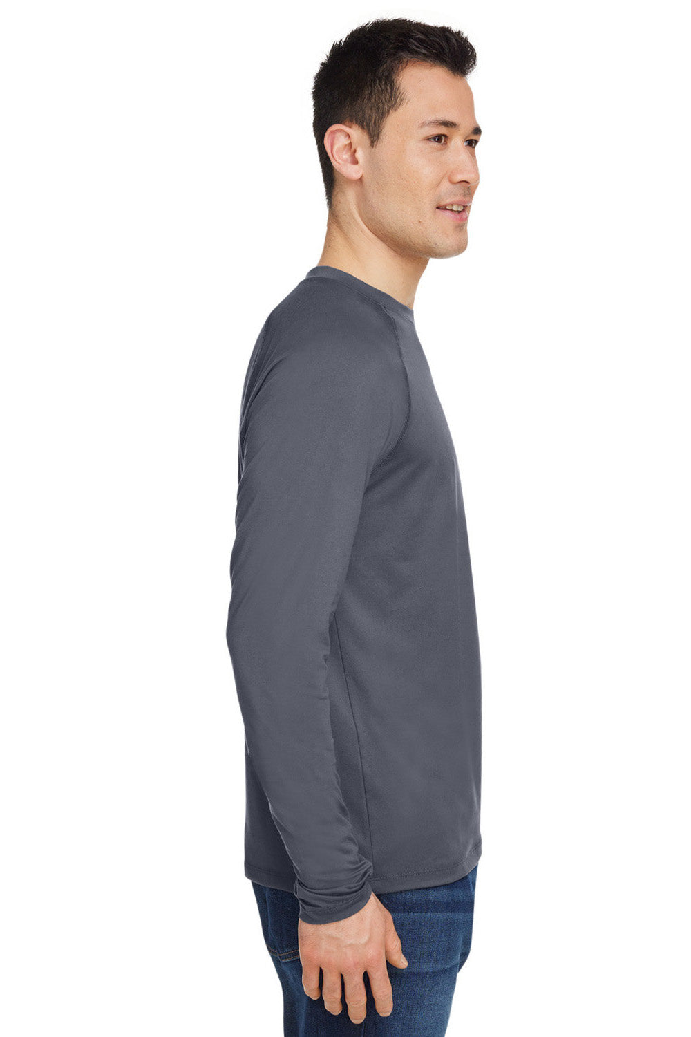 Marmot M14153 Mens Windridge Moisture Wicking Long Sleeve Crewneck T-Shirt Steel Onyx Grey Model Side