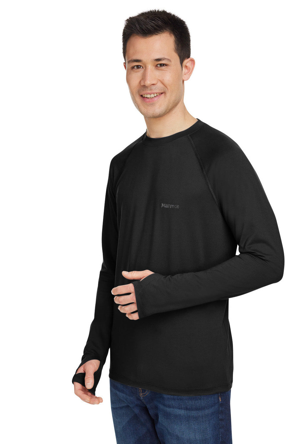 Marmot M14153 Mens Windridge Moisture Wicking Long Sleeve Crewneck T-Shirt Black Model 3q