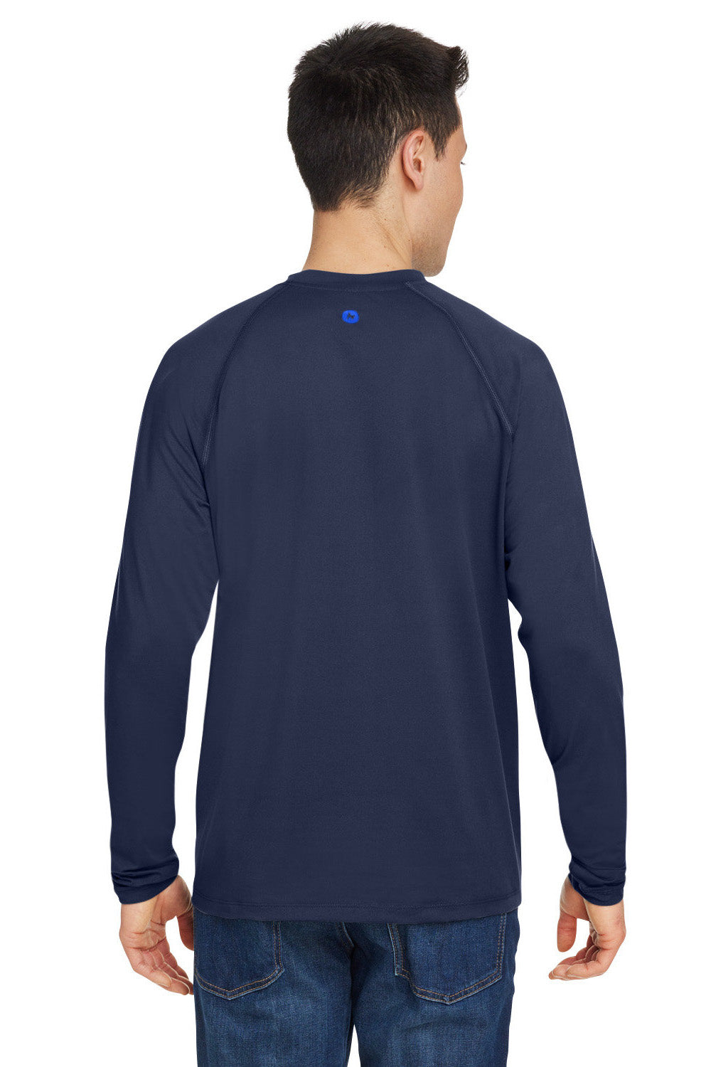 Marmot M14153 Mens Windridge Moisture Wicking Long Sleeve Crewneck T-Shirt Arctic Navy Blue Model Back