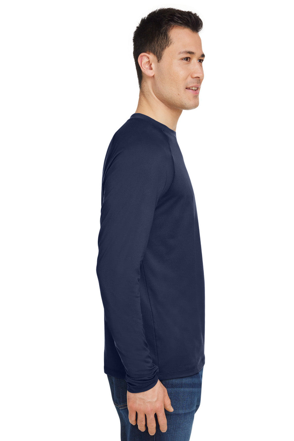 Marmot M14153 Mens Windridge Moisture Wicking Long Sleeve Crewneck T-Shirt Arctic Navy Blue Model Side