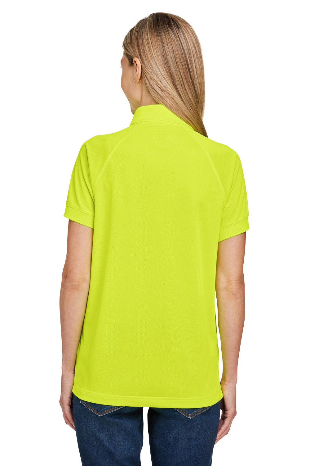 Harriton M208W Womens Charge Moisture Wicking Short Sleeve Polo Shirt Safety Yellow Model Back