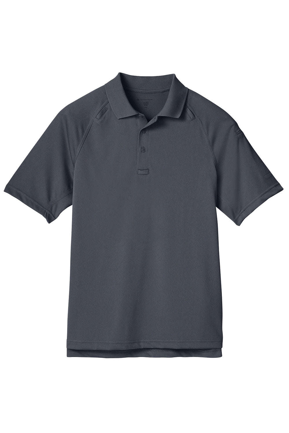 Harriton M211 Mens Advantage Tactical Moisture Wicking Short Sleeve Polo Shirt Dark Charcoal Grey Flat Front