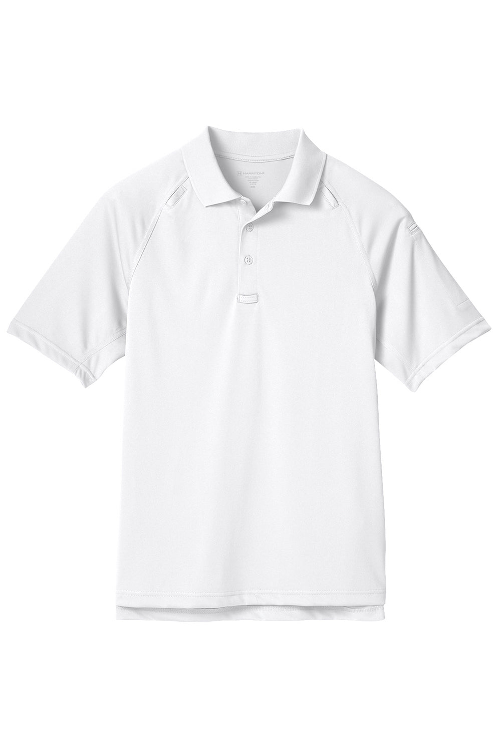 Harriton M211 Mens Advantage Tactical Moisture Wicking Short Sleeve Polo Shirt White Flat Front