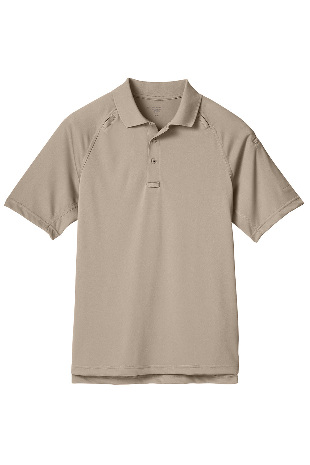Harriton M211 Mens Advantage Tactical Moisture Wicking Short Sleeve Polo Shirt Desert Khaki Flat Front