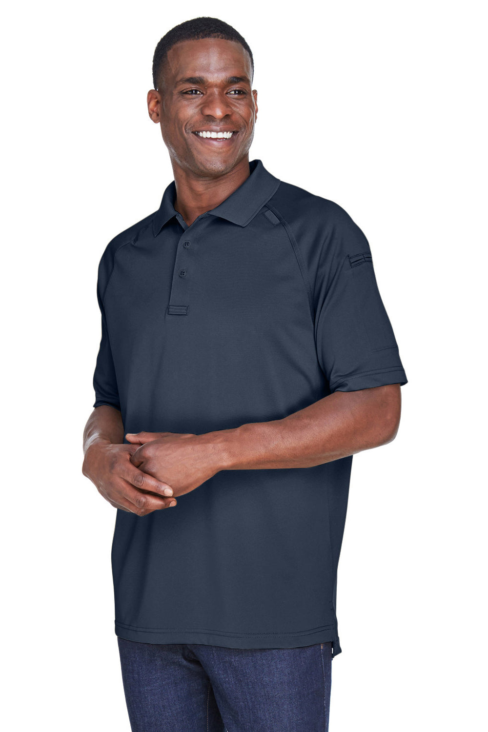 Harriton M211 Mens Advantage Tactical Moisture Wicking Short Sleeve Polo Shirt Dark Navy Blue Model 3q