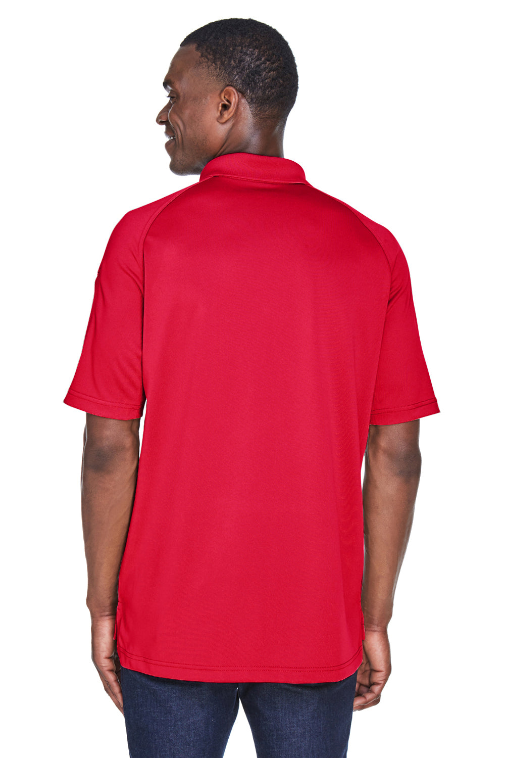Harriton M211 Mens Advantage Tactical Moisture Wicking Short Sleeve Polo Shirt Red Model Back