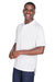 Harriton M211 Mens Advantage Tactical Moisture Wicking Short Sleeve Polo Shirt White Model 3q