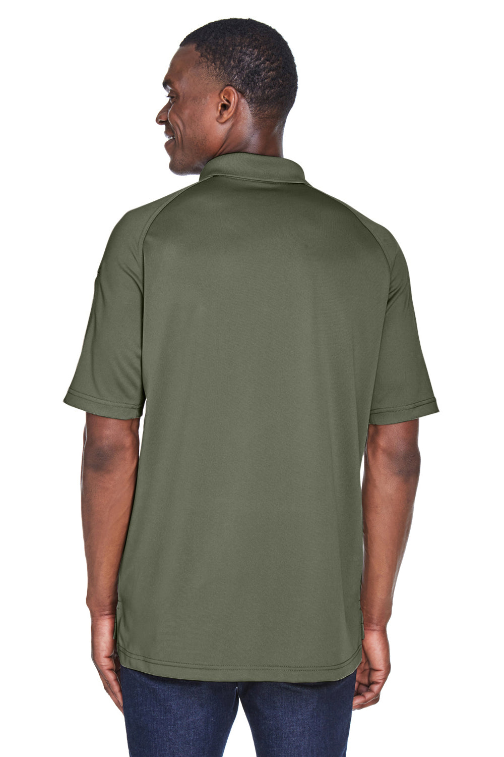 Harriton M211 Mens Advantage Tactical Moisture Wicking Short Sleeve Polo Shirt Tactical Green Model Back