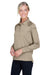 Harriton M211LW Womens Advantage Tactical Moisture Wicking Long Sleeve Polo Shirt Desert Khaki Brown Model 3q