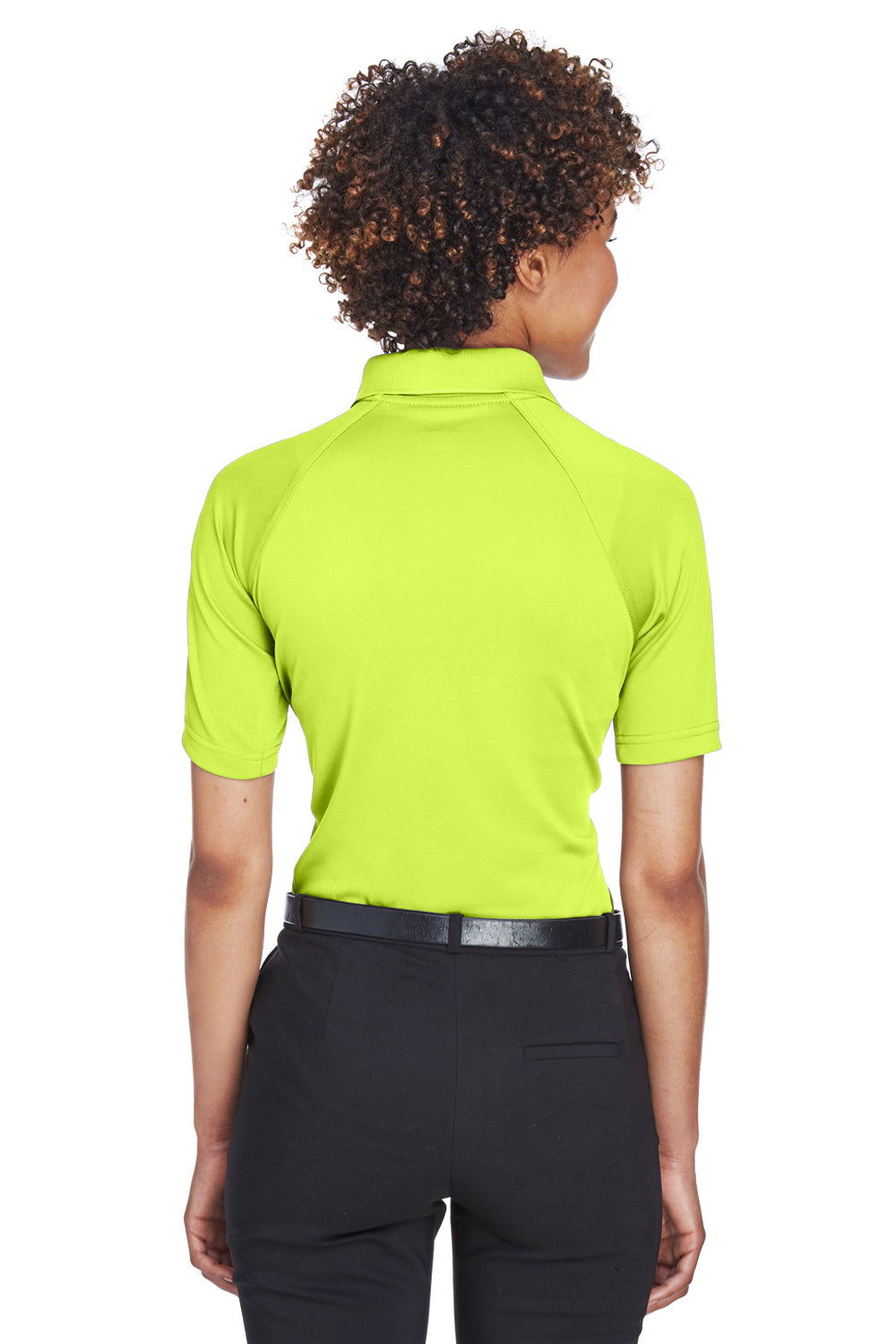 Harriton M211W Womens Advantage Tactical Moisture Wicking Short Sleeve Polo Shirt Safety Yellow Model Back