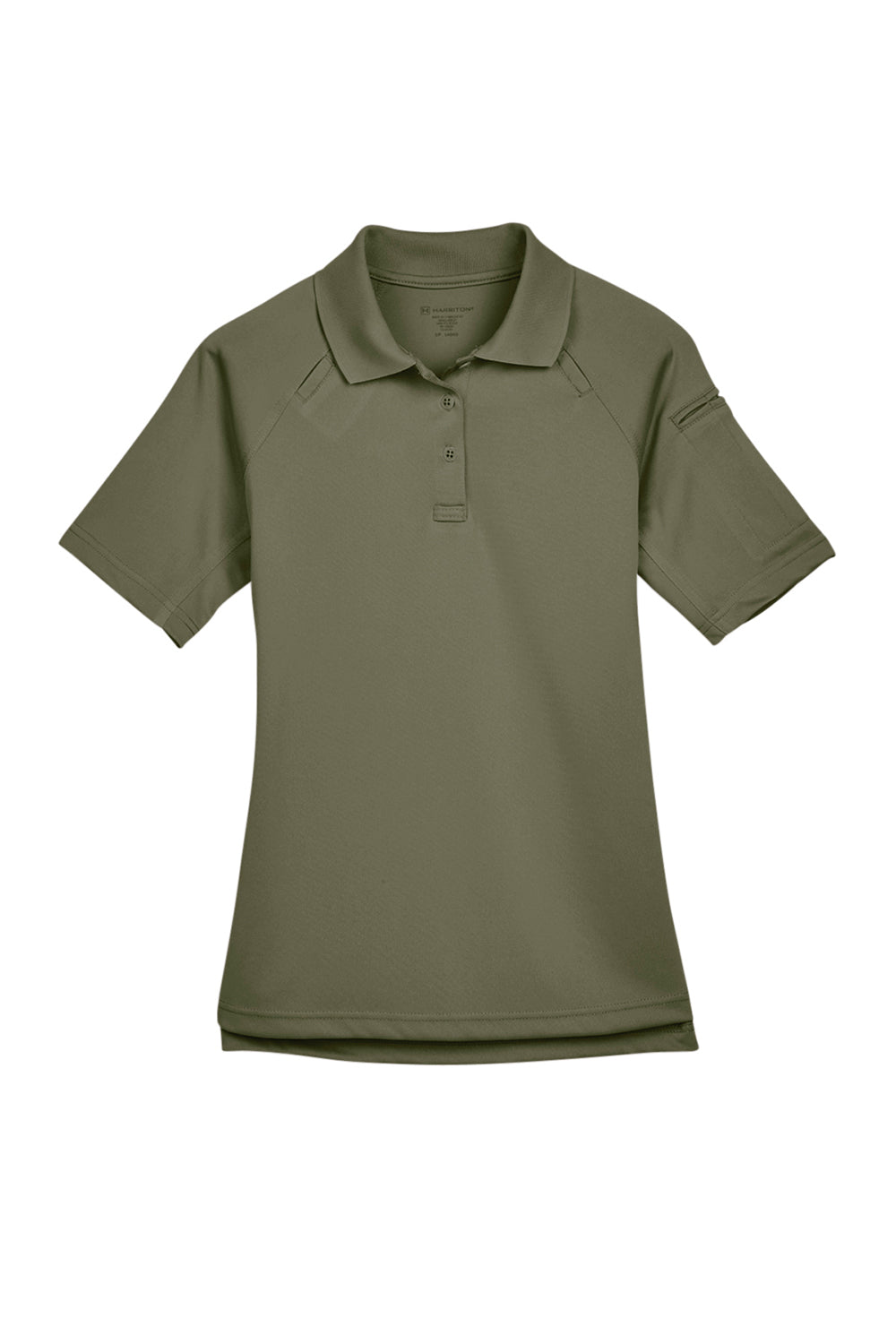 Harriton M211W Womens Advantage Tactical Moisture Wicking Short Sleeve Polo Shirt Tactical Green Flat Front