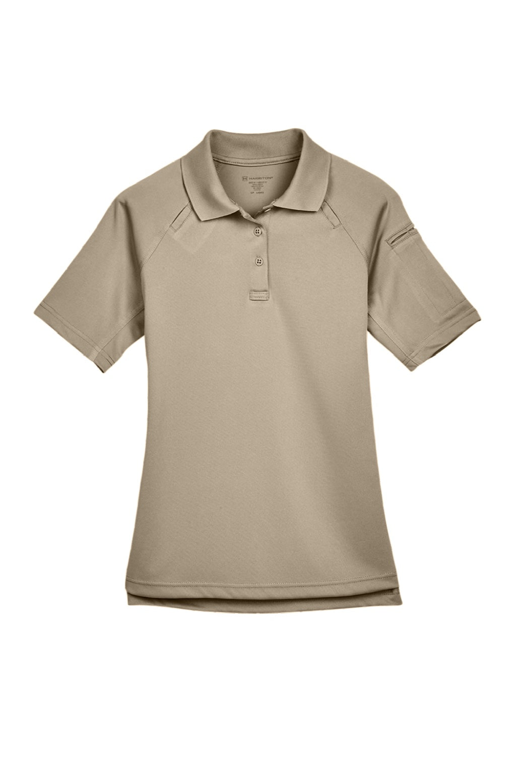 Harriton M211W Womens Advantage Tactical Moisture Wicking Short Sleeve Polo Shirt Desert Khaki Brown Flat Front