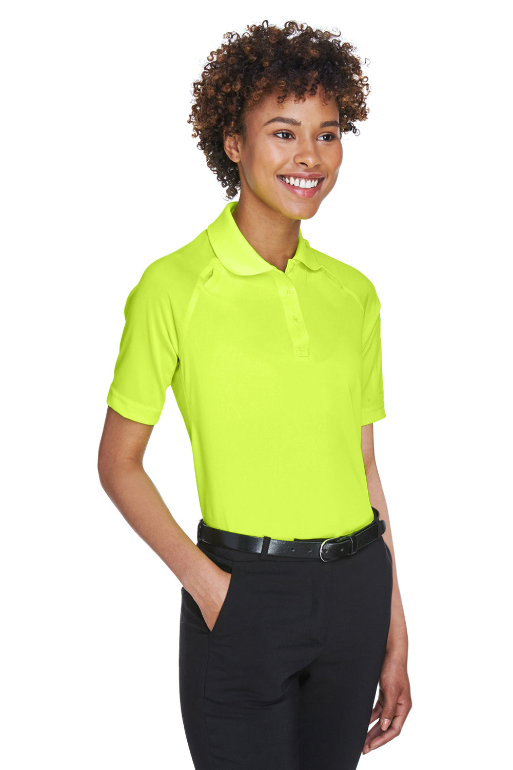 Harriton M211W Womens Advantage Tactical Moisture Wicking Short Sleeve Polo Shirt Safety Yellow Model 3q