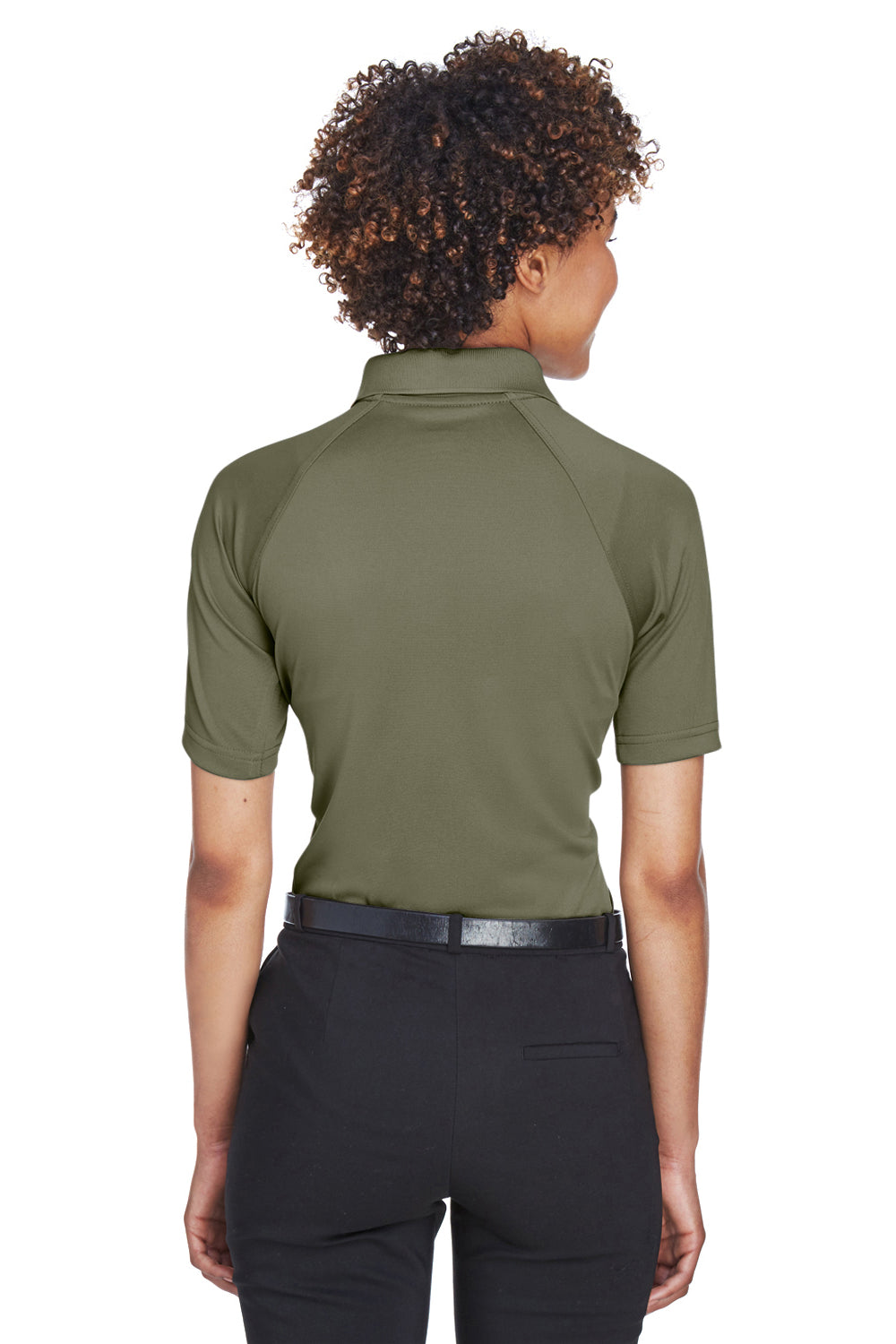 Harriton M211W Womens Advantage Tactical Moisture Wicking Short Sleeve Polo Shirt Tactical Green Model Back
