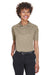 Harriton M211W Womens Advantage Tactical Moisture Wicking Short Sleeve Polo Shirt Desert Khaki Brown Model Front