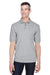 Harriton M265P Mens Easy Blend Wrinkle Resistant Short Sleeve Polo Shirt w/ Pocket Heather Grey Model Front