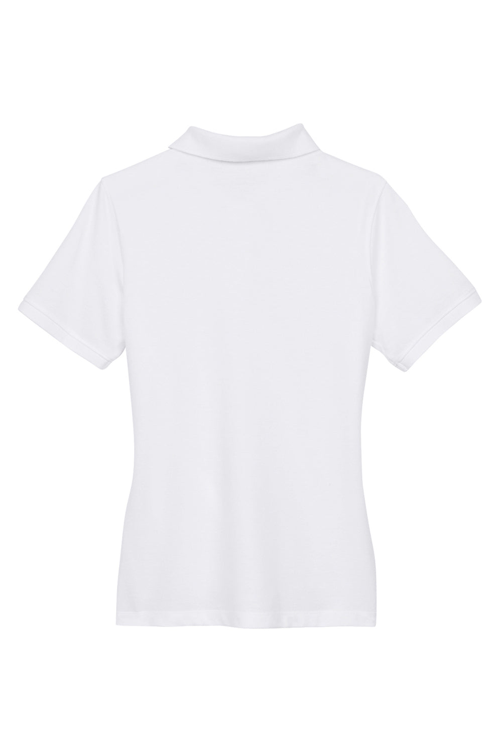 Harriton M265W Womens Easy Blend Wrinkle Resistant Short Sleeve Polo Shirt White Flat Back