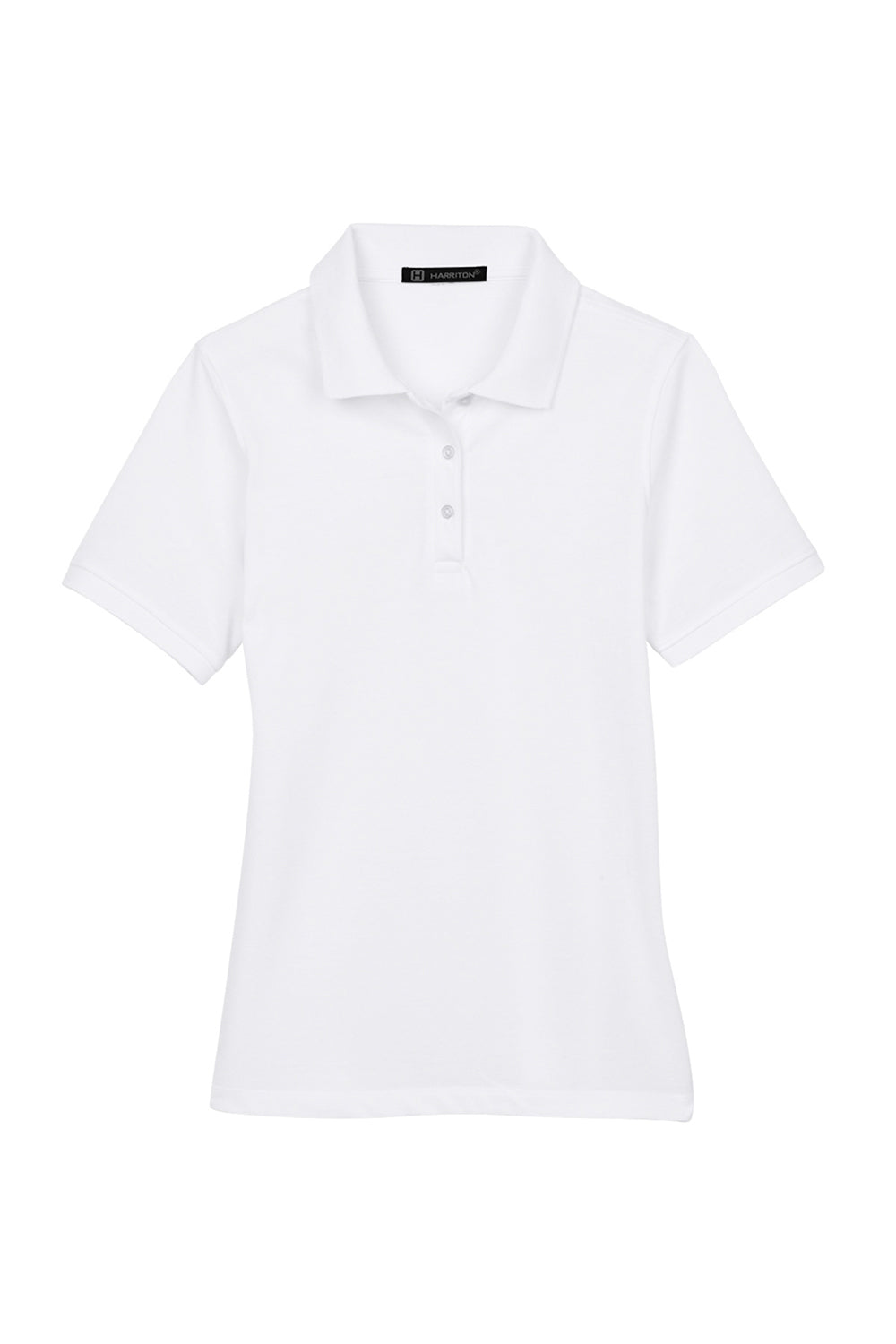 Harriton M265W Womens Easy Blend Wrinkle Resistant Short Sleeve Polo Shirt White Flat Front