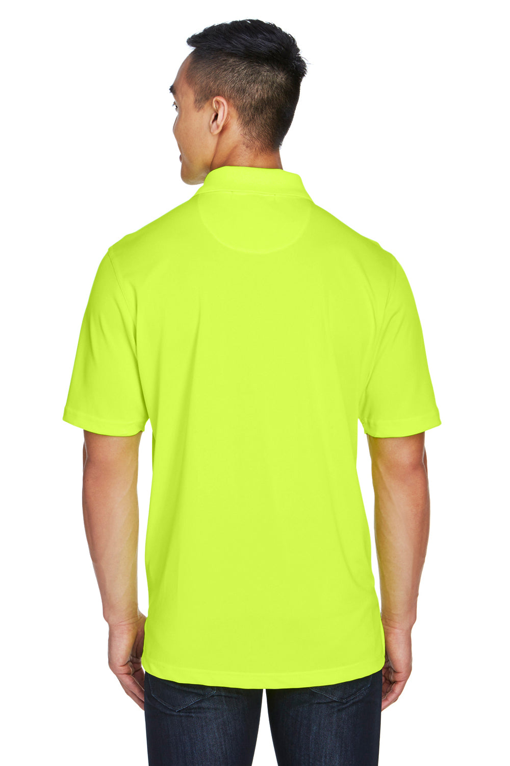 Harriton M345 Mens Advantage Moisture Wicking Short Sleeve Polo Shirt Safety Yellow Model Back