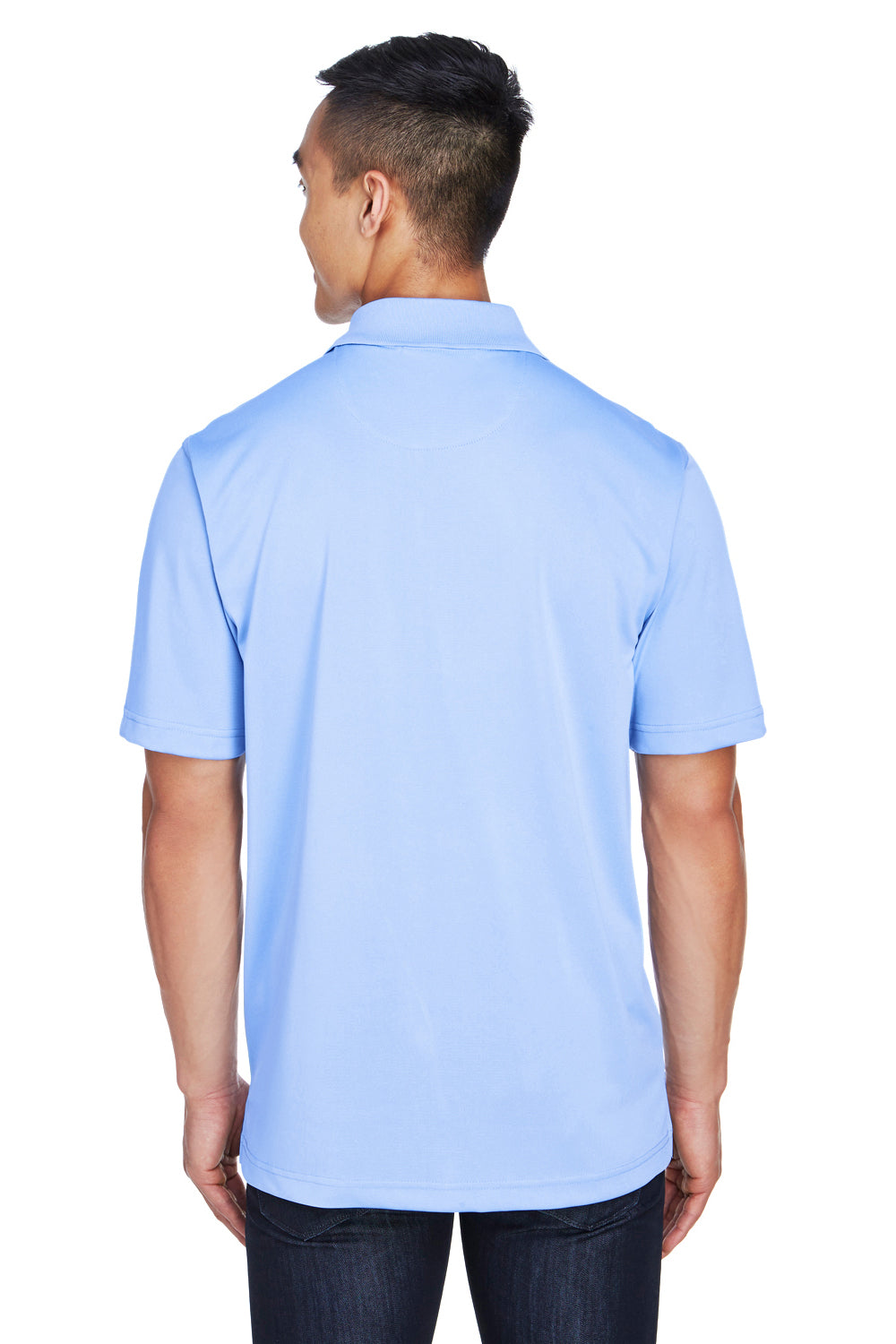 Harriton M345 Mens Advantage Moisture Wicking Short Sleeve Polo Shirt Industry Blue Model Back
