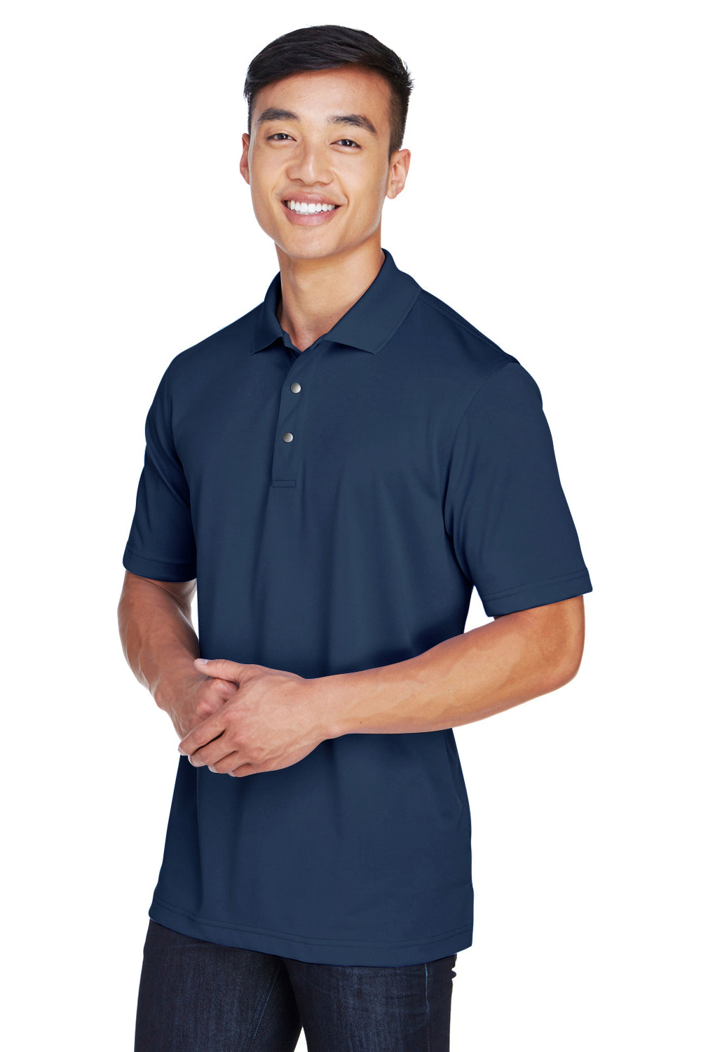 Harriton M345 Mens Advantage Moisture Wicking Short Sleeve Polo Shirt Dark Navy Blue Model 3q