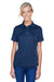 Harriton M345W Womens Advantage Moisture Wicking Short Sleeve Polo Shirt Dark Navy Blue Model Front