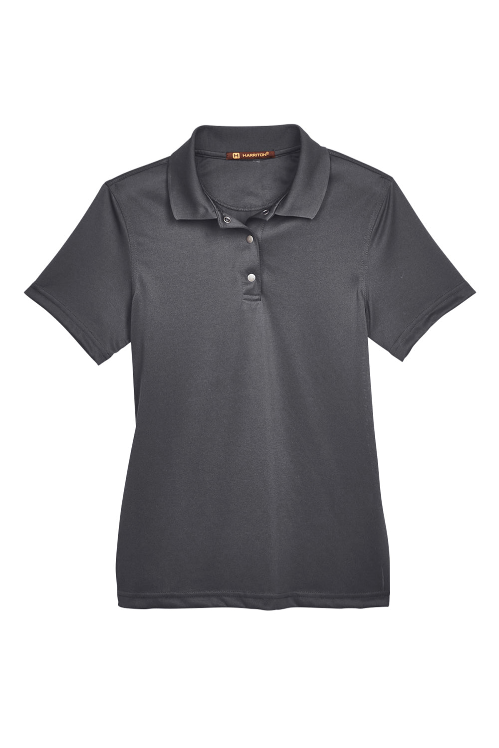 Harriton M345W Womens Advantage Moisture Wicking Short Sleeve Polo Shirt Dark Charcoal Grey Flat Front