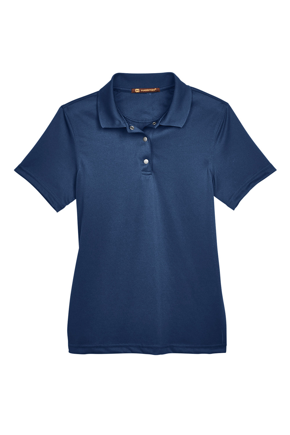Harriton M345W Womens Advantage Moisture Wicking Short Sleeve Polo Shirt Dark Navy Blue Flat Front