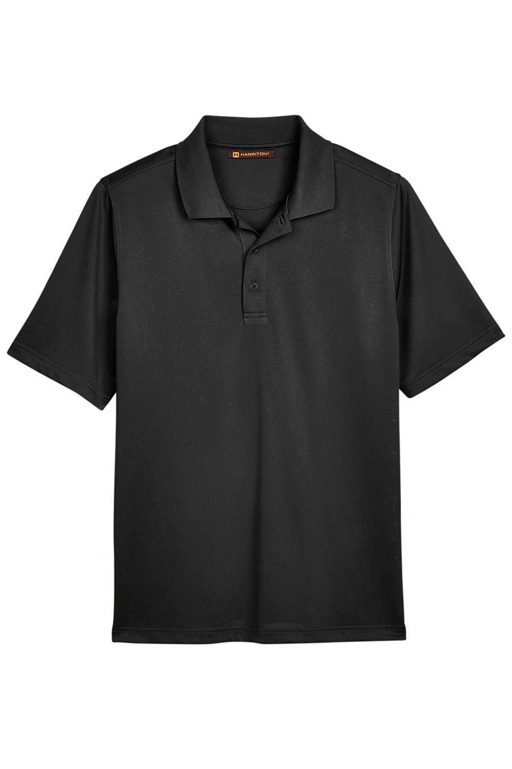 Harriton M348 Mens Advantage Performance Moisture Wicking Short Sleeve Polo Shirt Black Flat Front