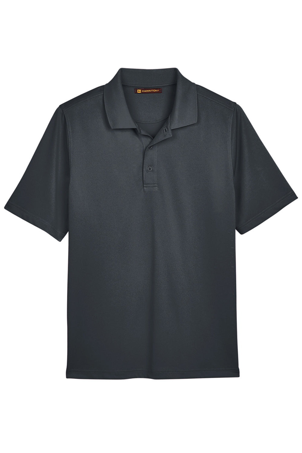 Harriton M348 Mens Advantage Performance Moisture Wicking Short Sleeve Polo Shirt Dark Charcoal Grey Flat Front