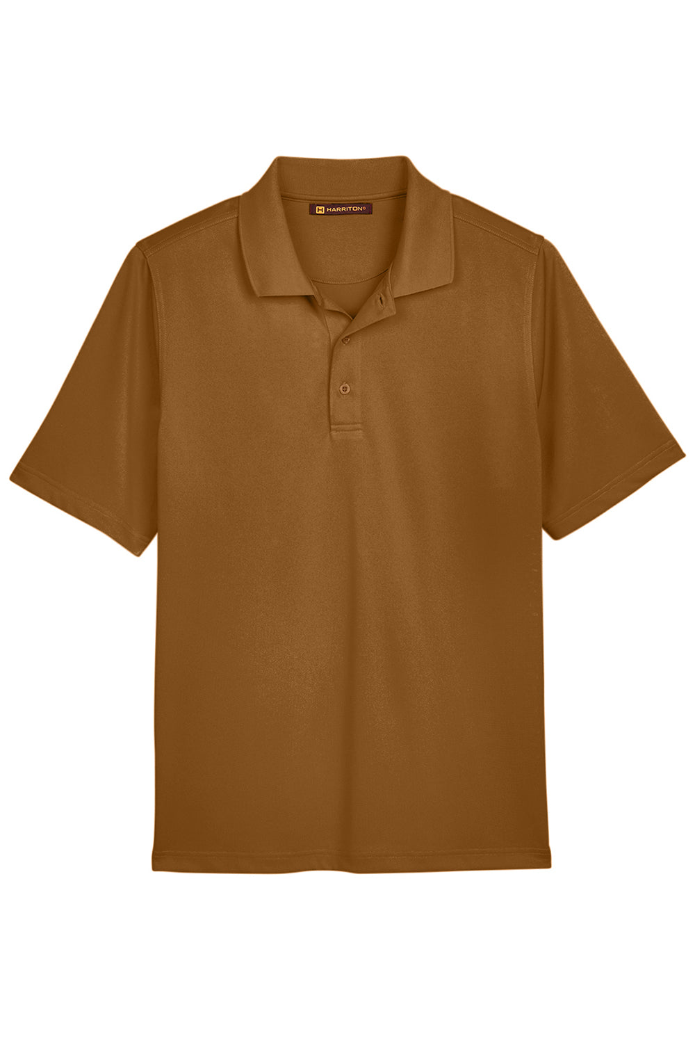 Harriton M348 Mens Advantage Performance Moisture Wicking Short Sleeve Polo Shirt Duck Brown Flat Front