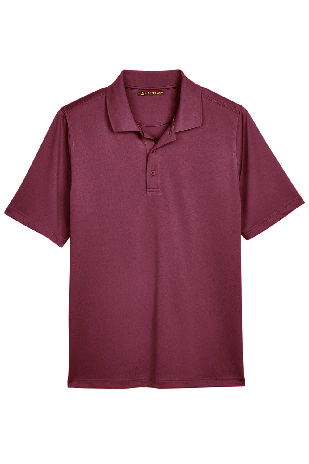 Harriton M348 Mens Advantage Performance Moisture Wicking Short Sleeve Polo Shirt Maroon Flat Front