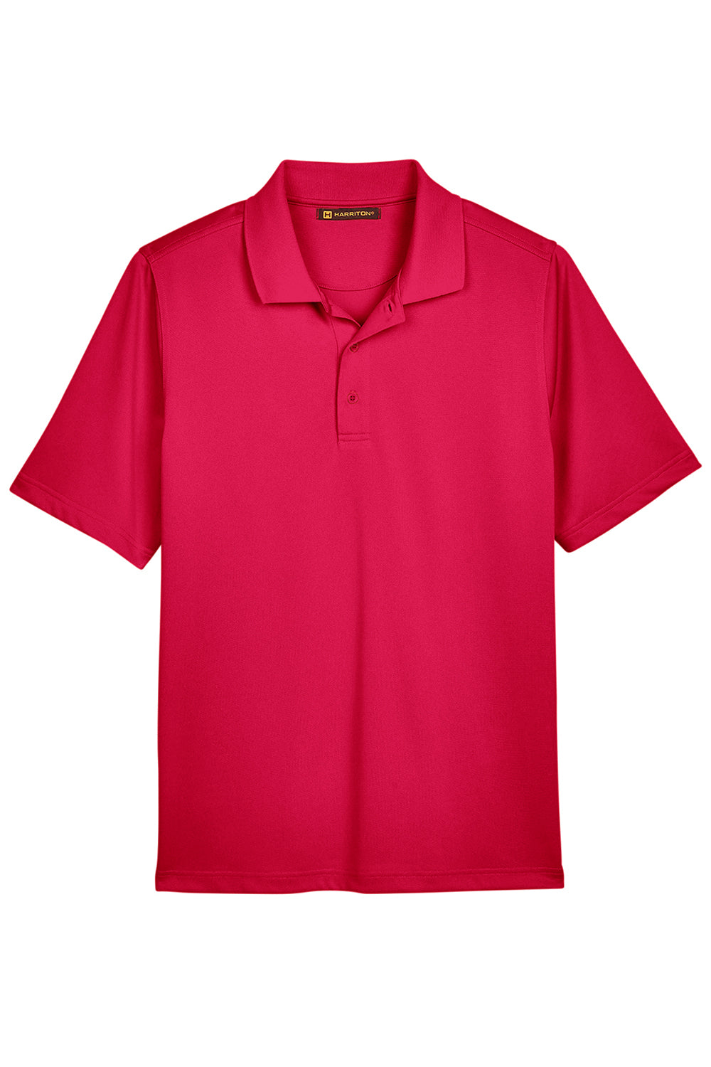 Harriton M348 Mens Advantage Performance Moisture Wicking Short Sleeve Polo Shirt Red Flat Front